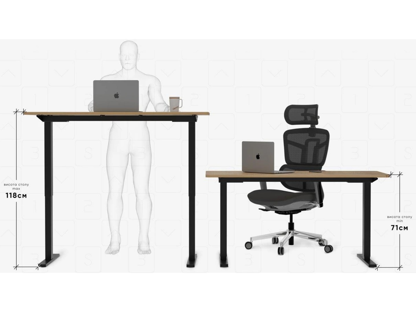Стіл з електрорегулюванням висоти Mealux PowerDesk Duo Mahogany (EVO-242 Duo Mahogany / B) — фото 11